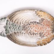 Mid century modern large Italian ceramic Peacock platter