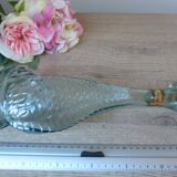 Vintage Italian glass fish bottle 75 cl, seaside decor 1970.