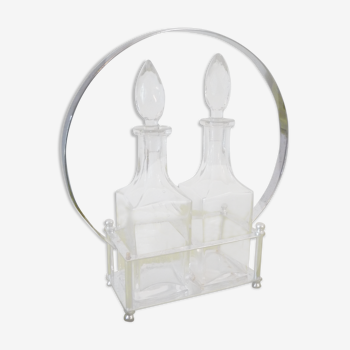 Oil and vinegar service cut glass