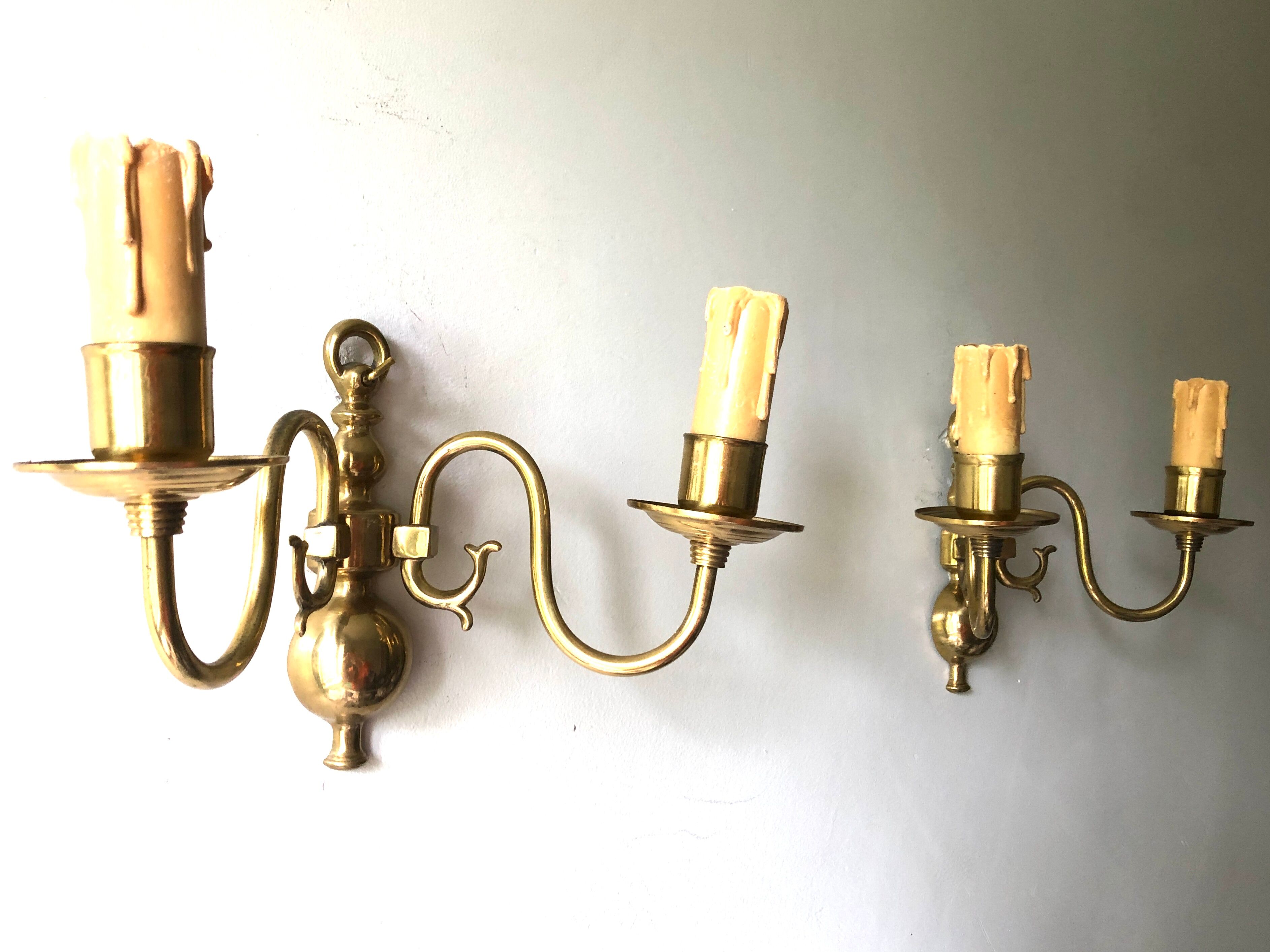 Pair of double sconces in gilded brass 1950