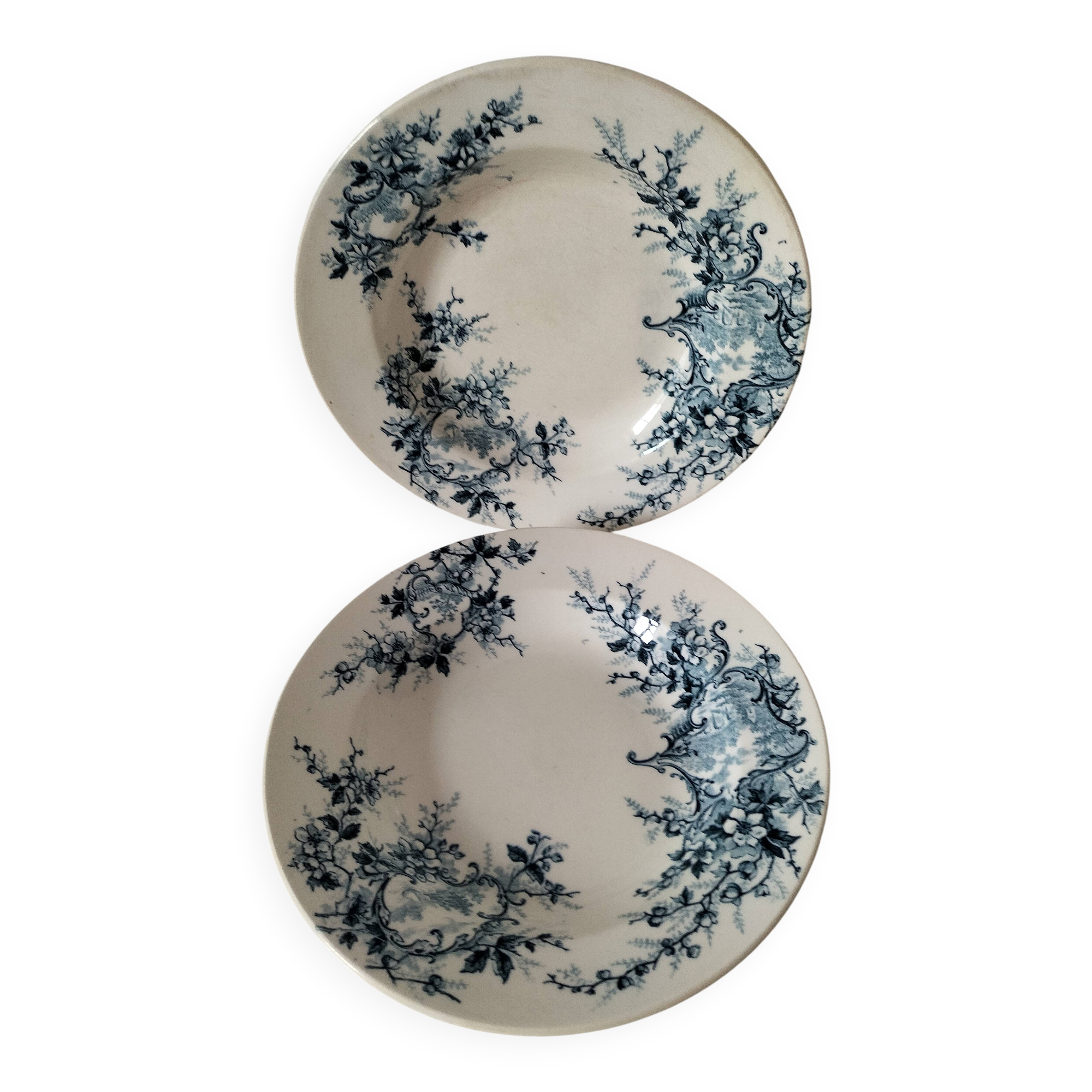 Duo d’assiettes creuses Hte Boulenger & Cie Choisy-le-Roi, circa 1885–1900.