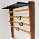 Rare coat rack by Carl Auböck with hat rack, cabinet, brass, walnut and beech, 1950s.
