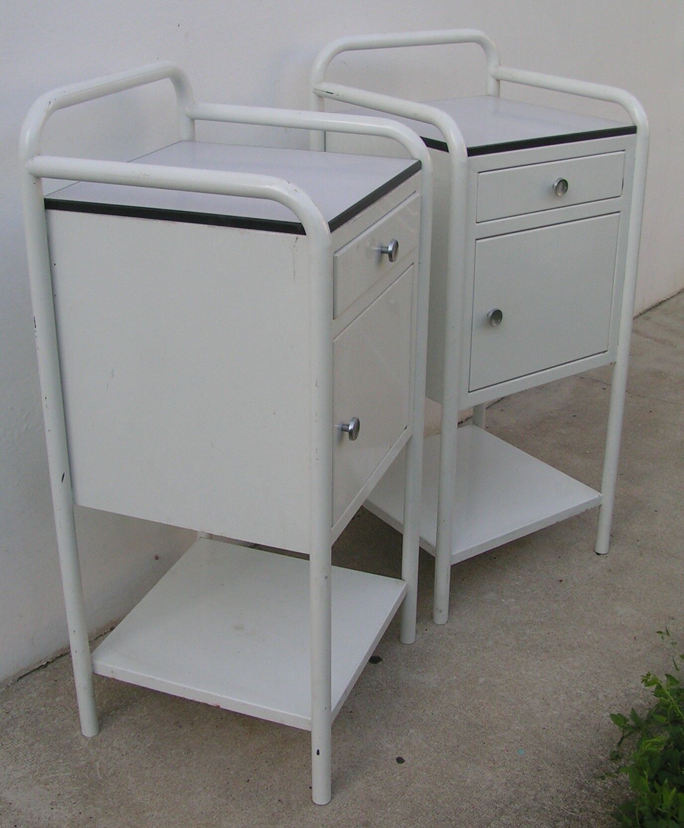 Pair metal nightstands  70s