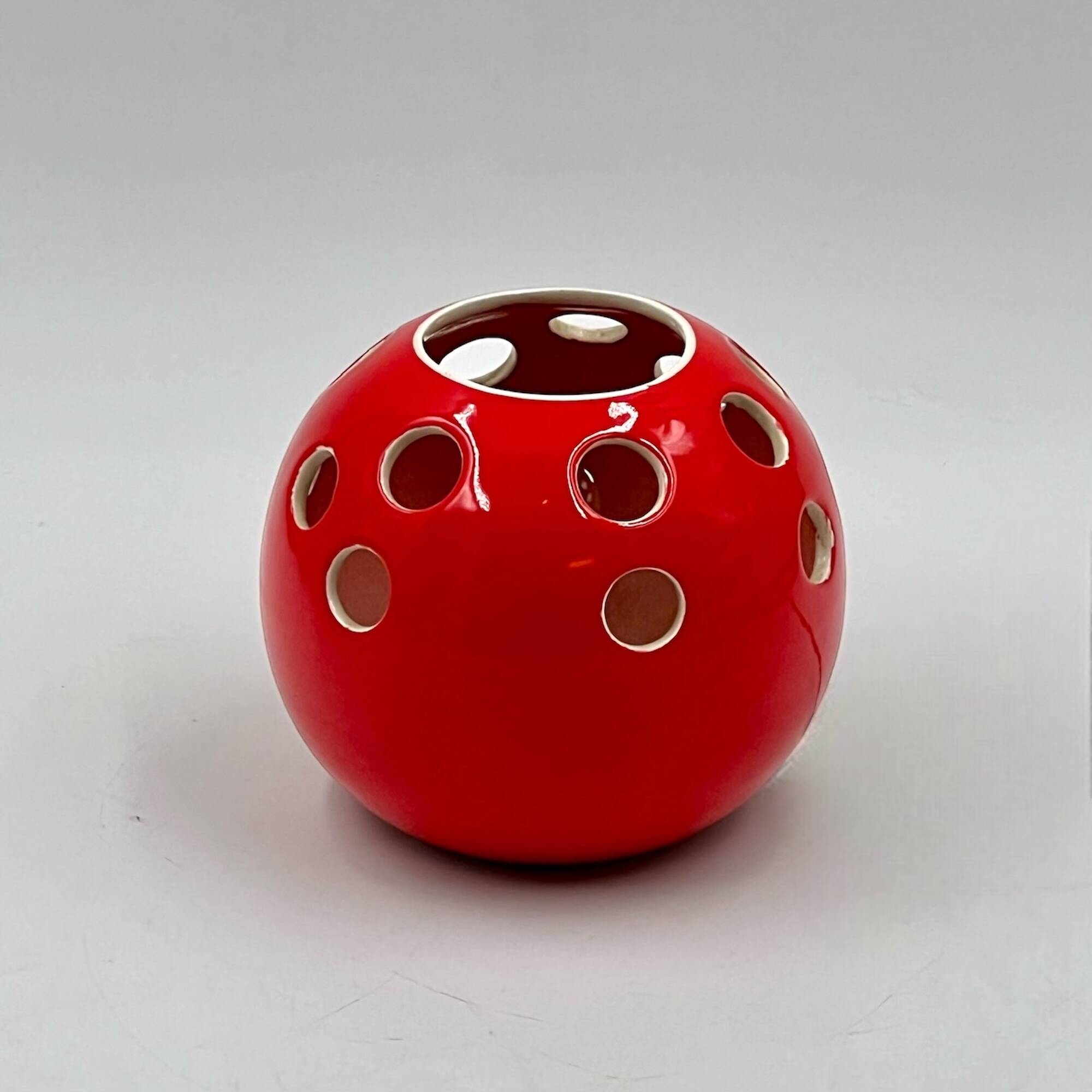 Vintage Red Ceramic Lamp Handcrafted in Italy, 1970s