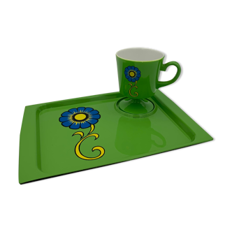 Vintage tea tray and cup, Made in Japan Boeki,1970s
