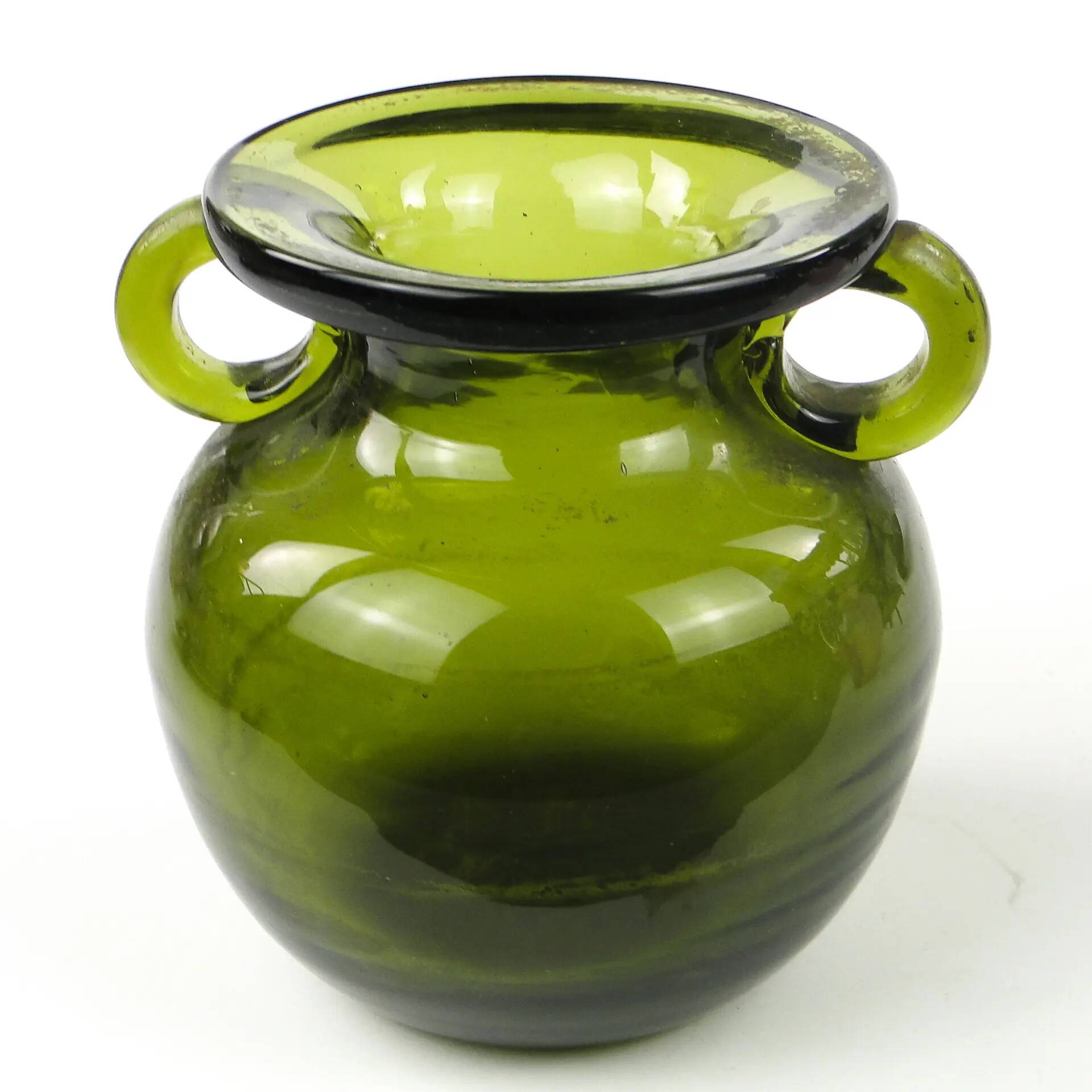 Modernist vase, olive glass, designed by J. Słuczan-Orkusz, Poland, 1970s