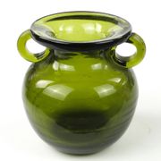 Modernist vase, olive glass, designed by J. Słuczan-Orkusz, Poland, 1970s