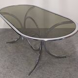 Chrome metal and smoked glass dining table, Italy circa 1970.