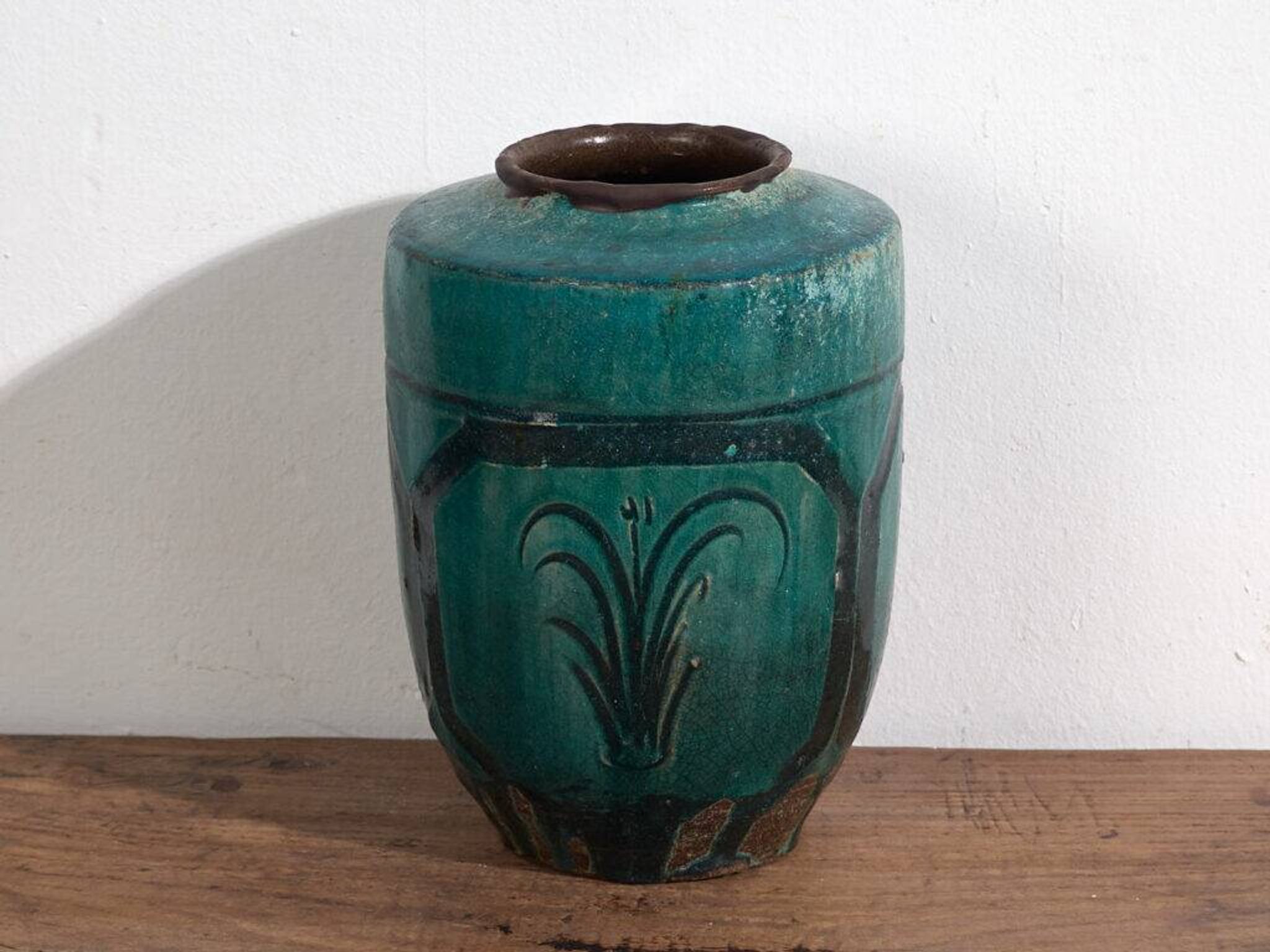 Vase ancien émaillé vert émeraude (c.1820) #12