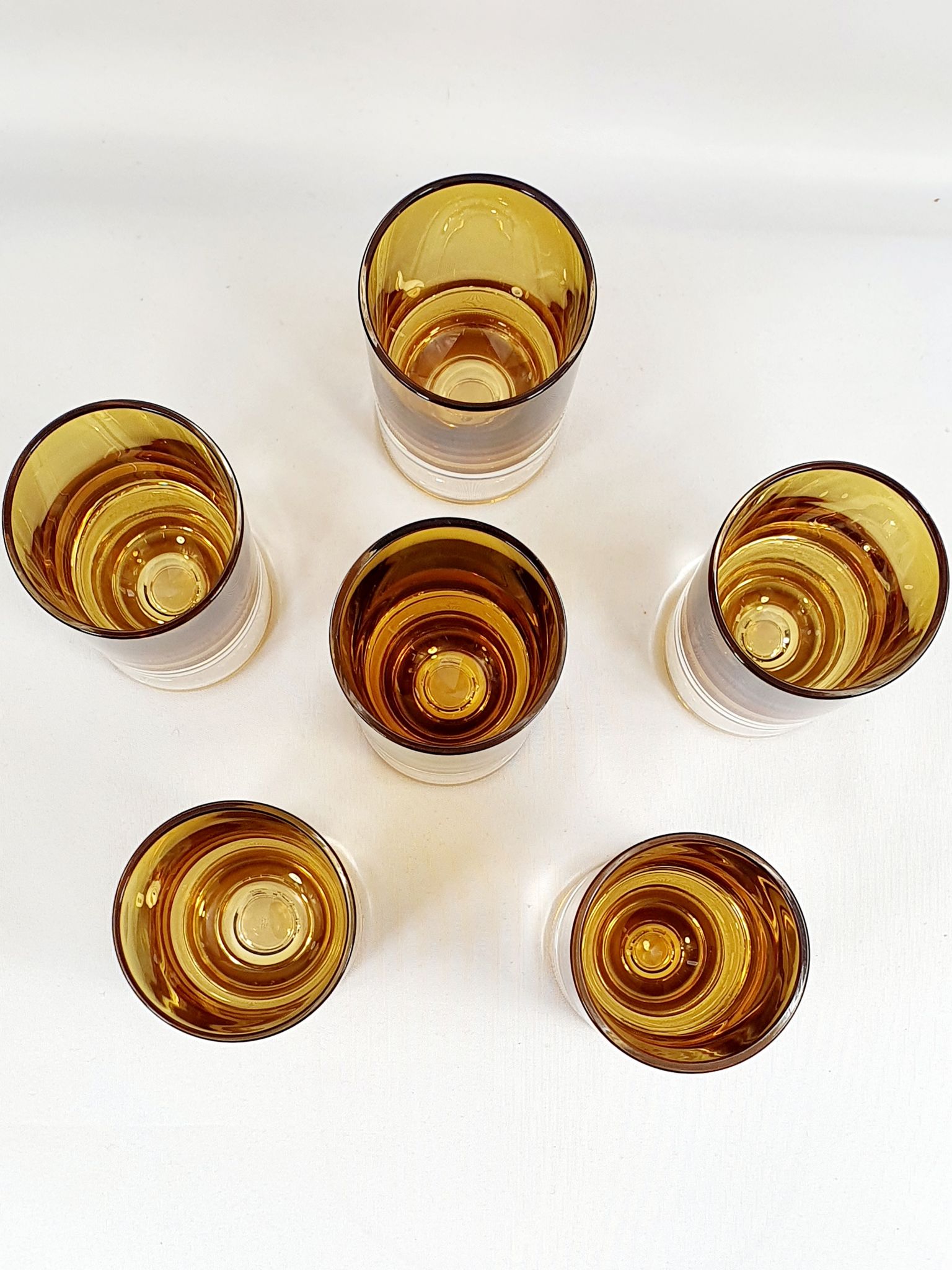 6 vintage tube glasses 70 amber glasses shot glasses