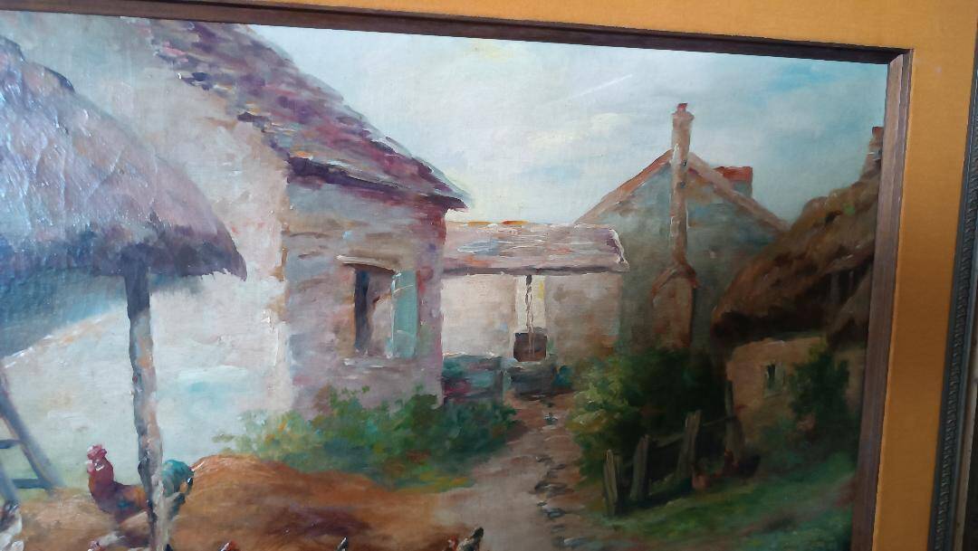 Oil painting on canvas Edmond Van Coppenolle (1846-1914) Landscape