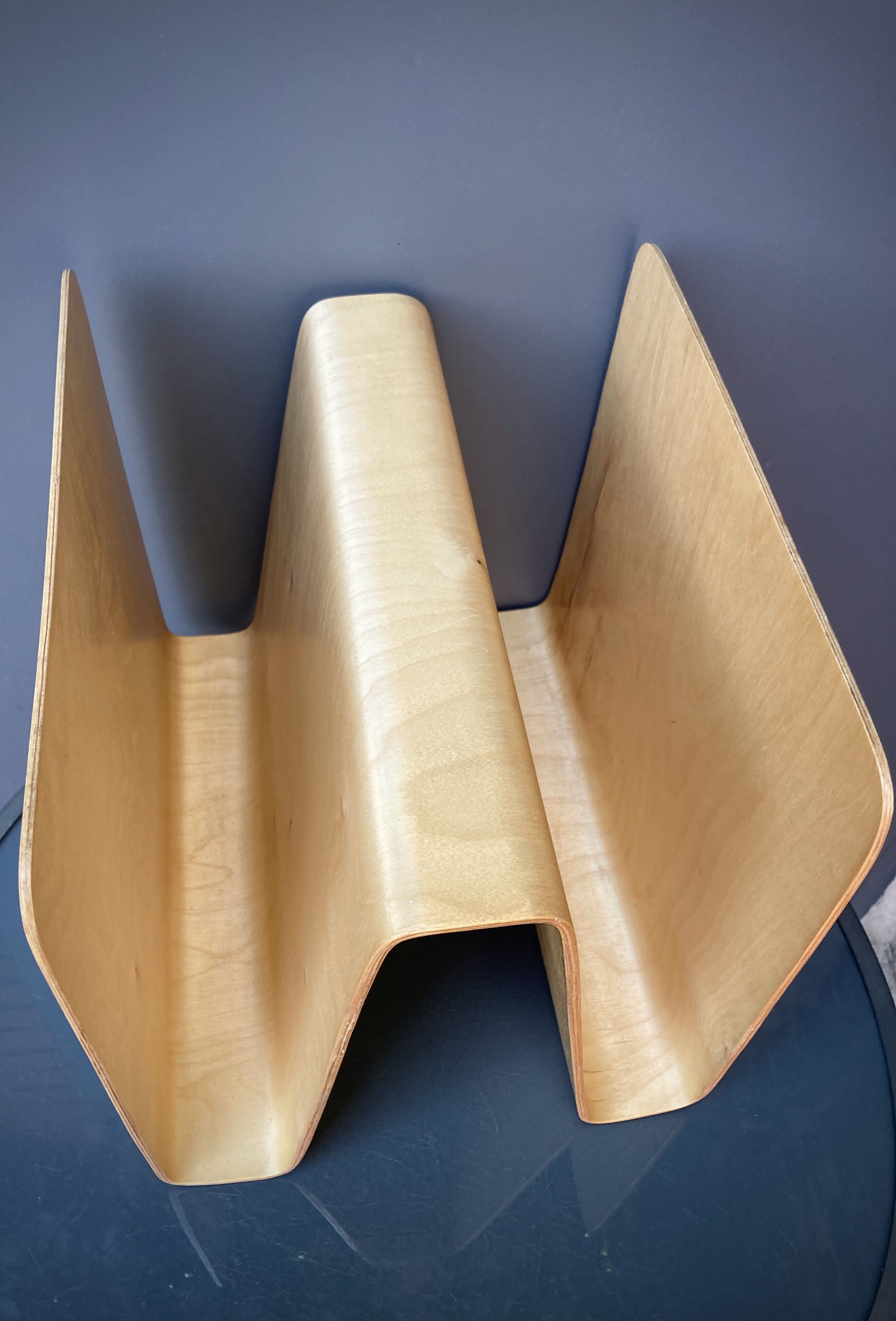 Design magazine holder in thermoformed wood