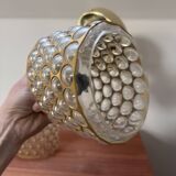 Pair of vintage wall lights with metal and bubbled glass globes
