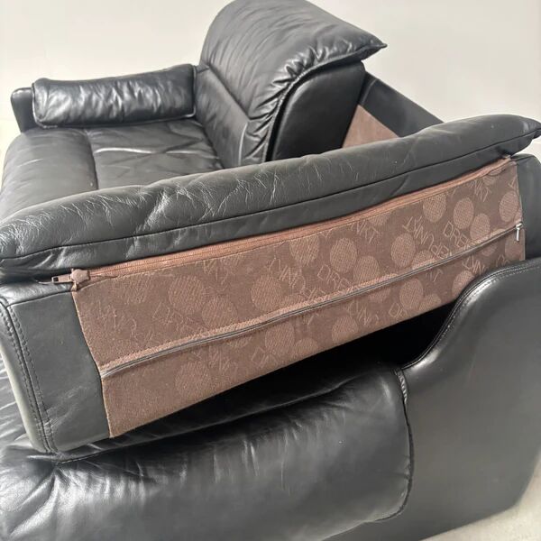 Black leather lounge chair by Dreipunkt, 1970s