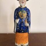 Chinese Porcelain Sculpture of a Manchu Mandarin Qing Pipe Smoker