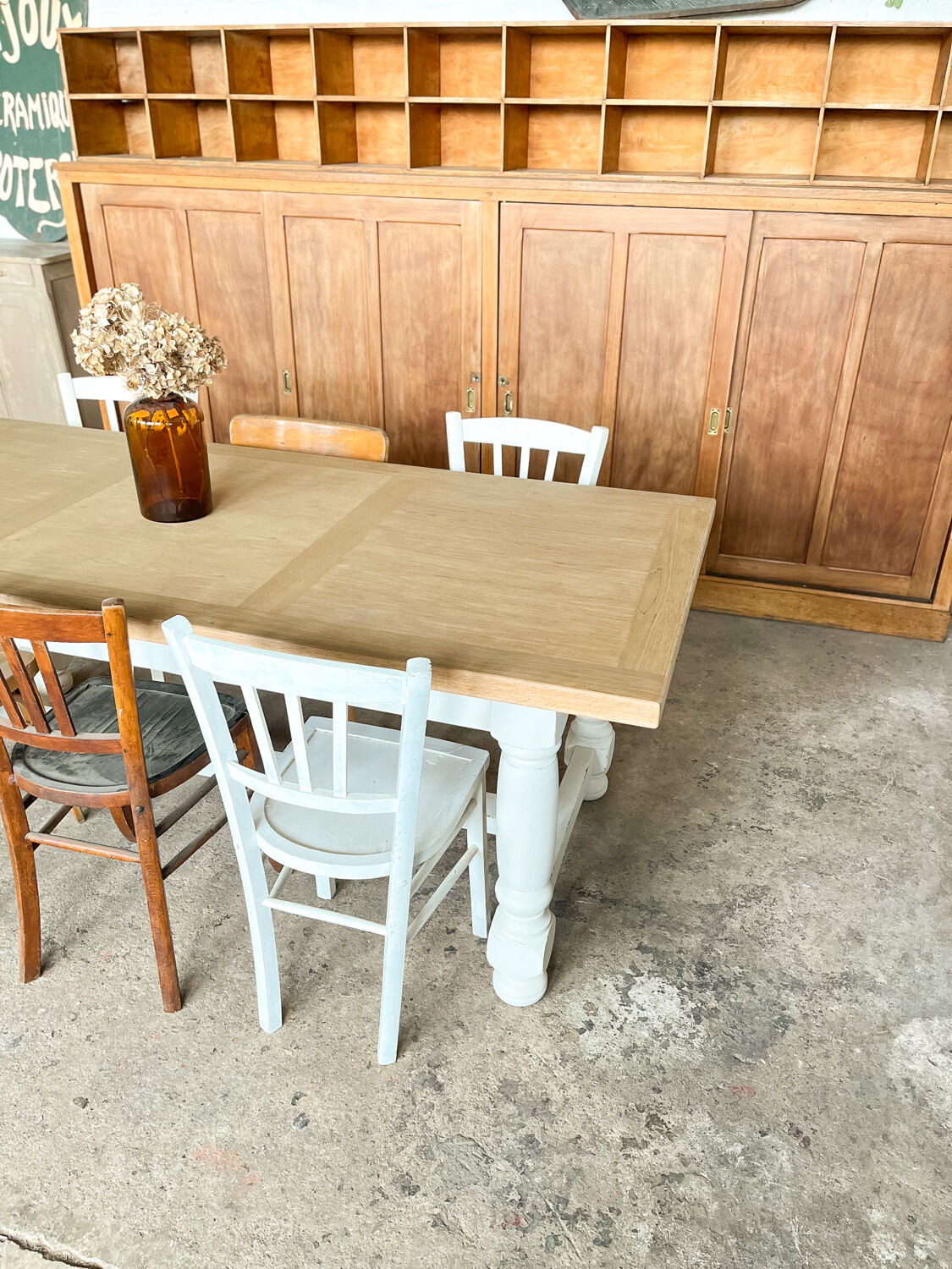 Old white farmhouse table