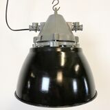 Dark grey explosion proof lamp with black enameled shade, 1970s