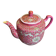 Antique MUN SHOU Teapot Pink Porcelain Flower Decor China Vintage #