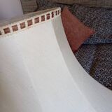 Vintage XXL pagoda lampshade with ecru fabric headband and fringes