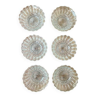 Set of 6 pressed glass bowls with star decoration – vintage