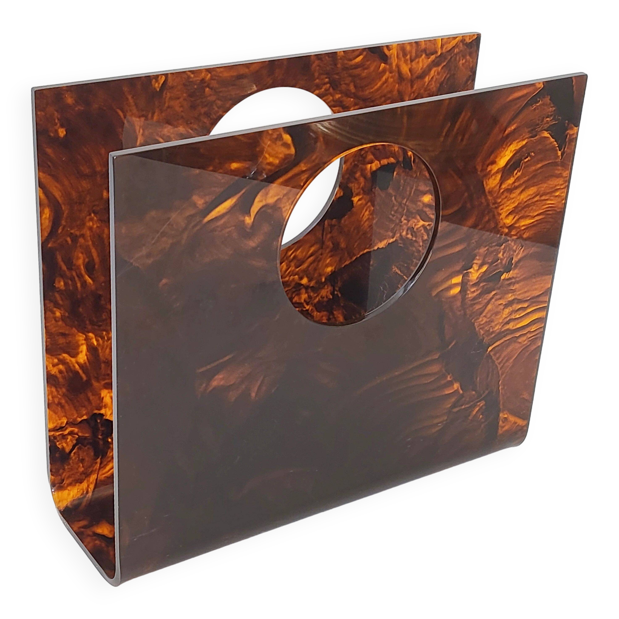 Vintage plexiglass magazine rack 1970