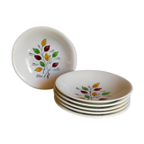Six vintage plates in fine earthenware from Gien service "Gentilly"