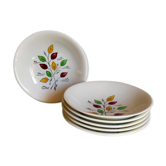 Six vintage plates in fine earthenware from Gien service "Gentilly"
