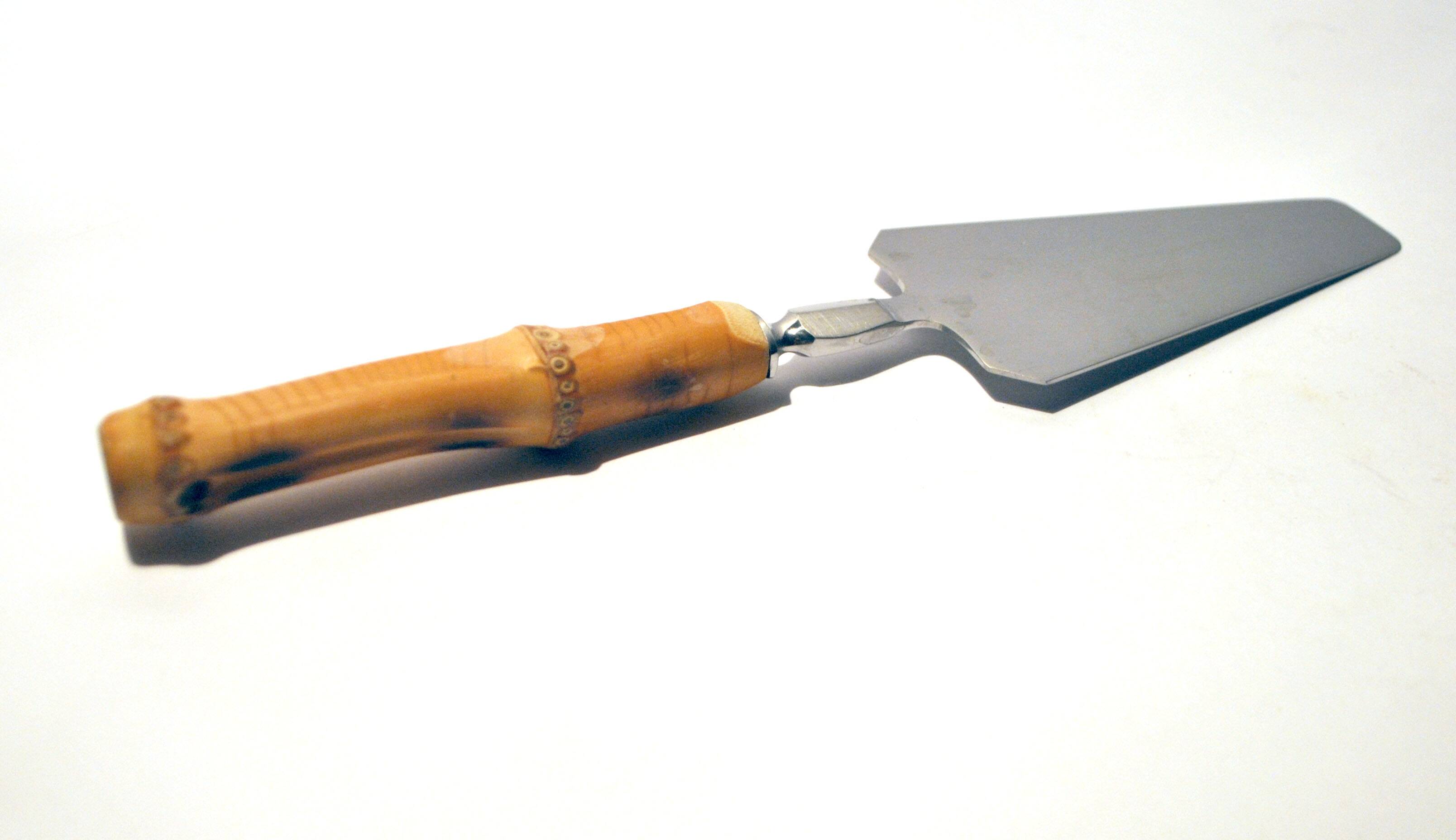 Vintage bamboo and stainless steel pie shovel Ethnic decoration
