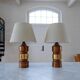 Vintage Bergboms Bitossi table lamps, ceramic with copper glaze, Sweden 1960s.