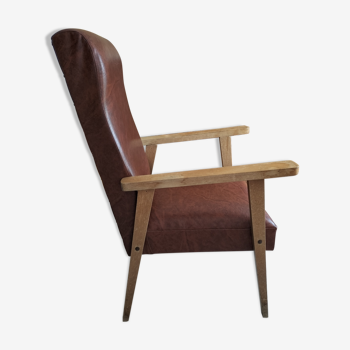 Wood armchair and imitation leather