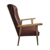 Wood armchair and imitation leather