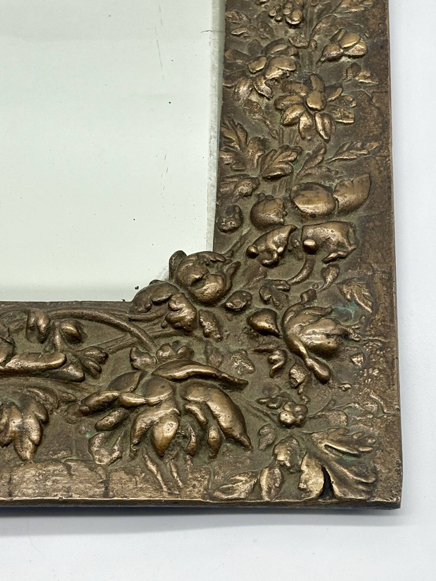 Small bronze Art Deco Nouveau vintage mirror from the 1920s.