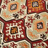 5x9 Faded Red Bohemian Kilim Rug, Wool Handknotted Rug, 148x259