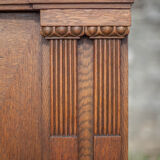 Bookcase carved wood 3 old doors, bookcase window beveled