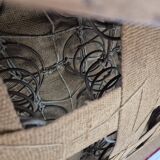 1960s, Danish 2-seater curved sofa, original red furniture fabric.