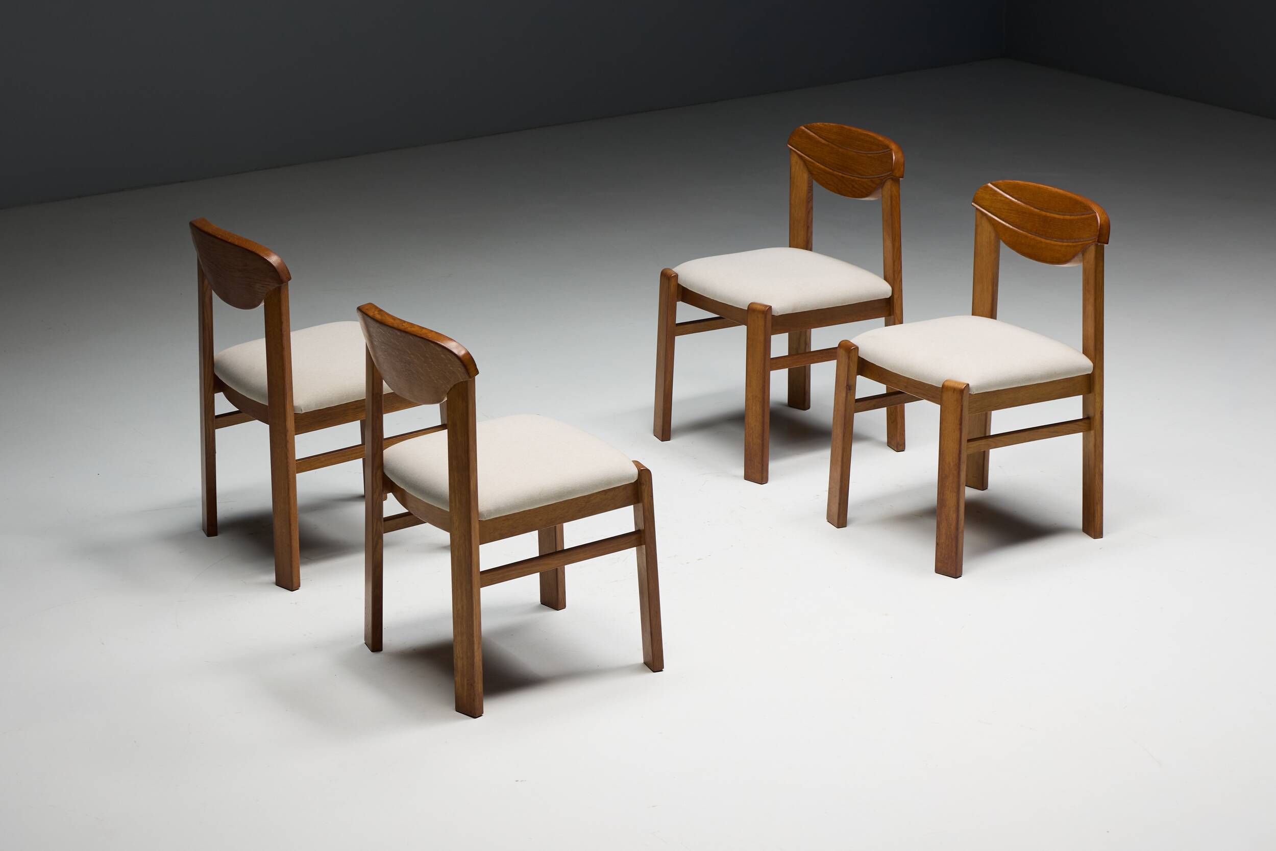 Brutalist dining chairs, France, 1960s