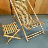 Bamboo deckchair and footrest from the 70s