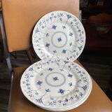 5 Grandes assiettes faïence à fleurs bleues