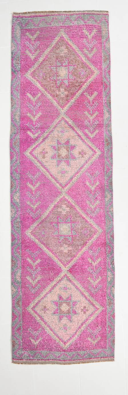 3x10 Faded Pink Orientel Turkish Runner Rug, 91x308Cm