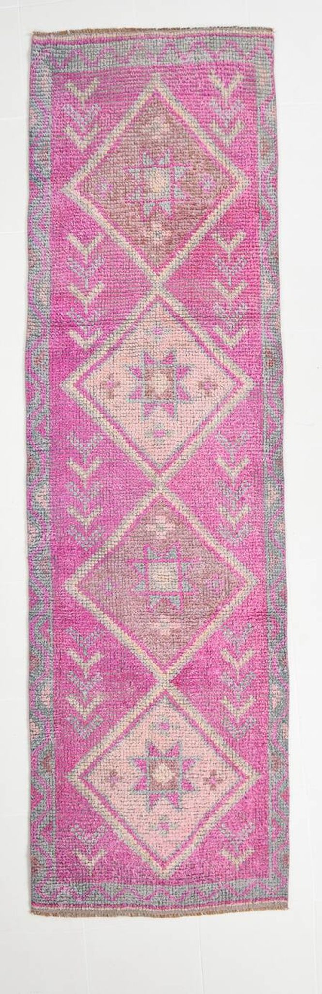 3x10 Faded Pink Orientel Turkish Runner Rug, 91x308Cm