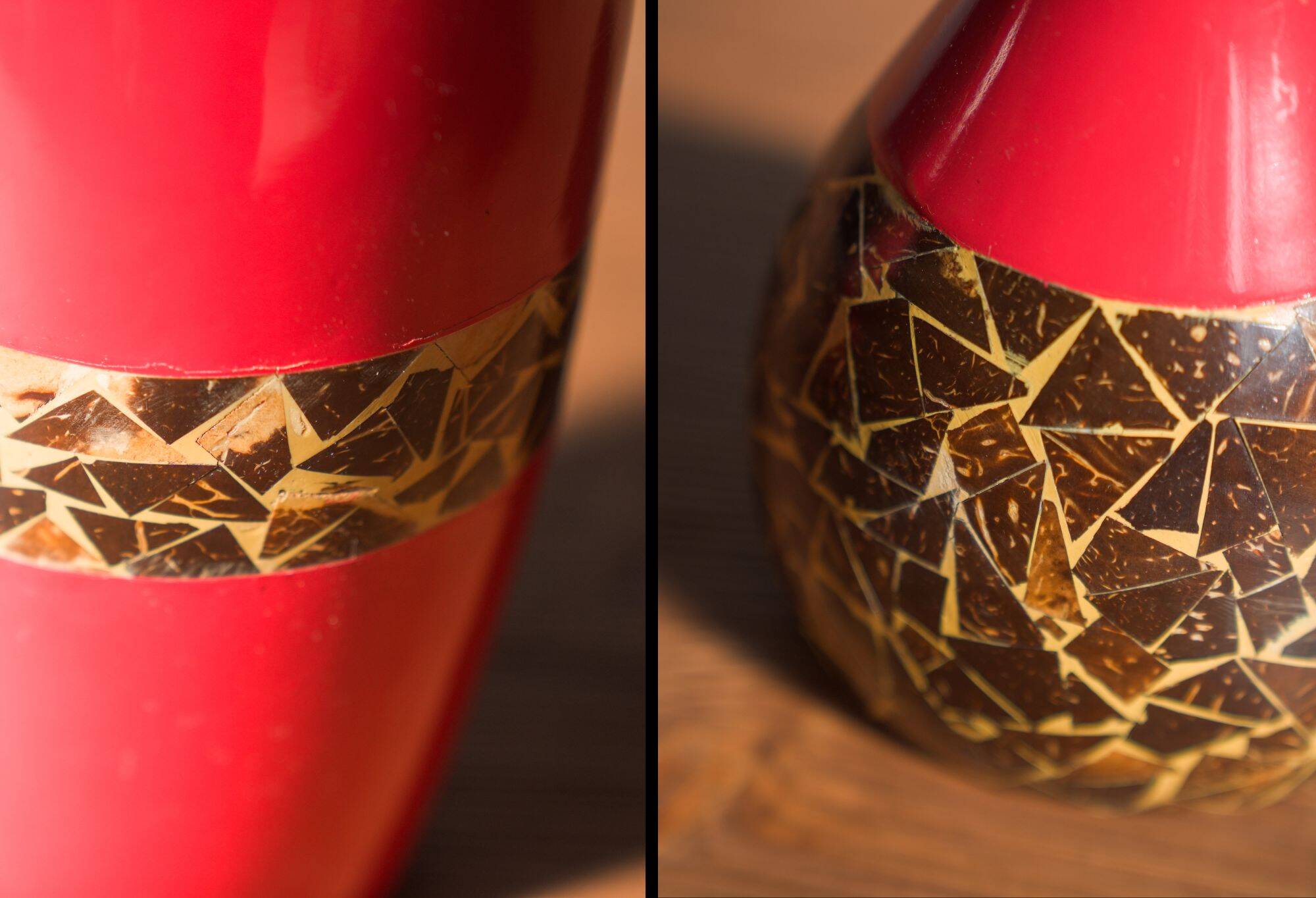 Pair of 1970s-80s Terracotta Vases with Inlaid Mosaic