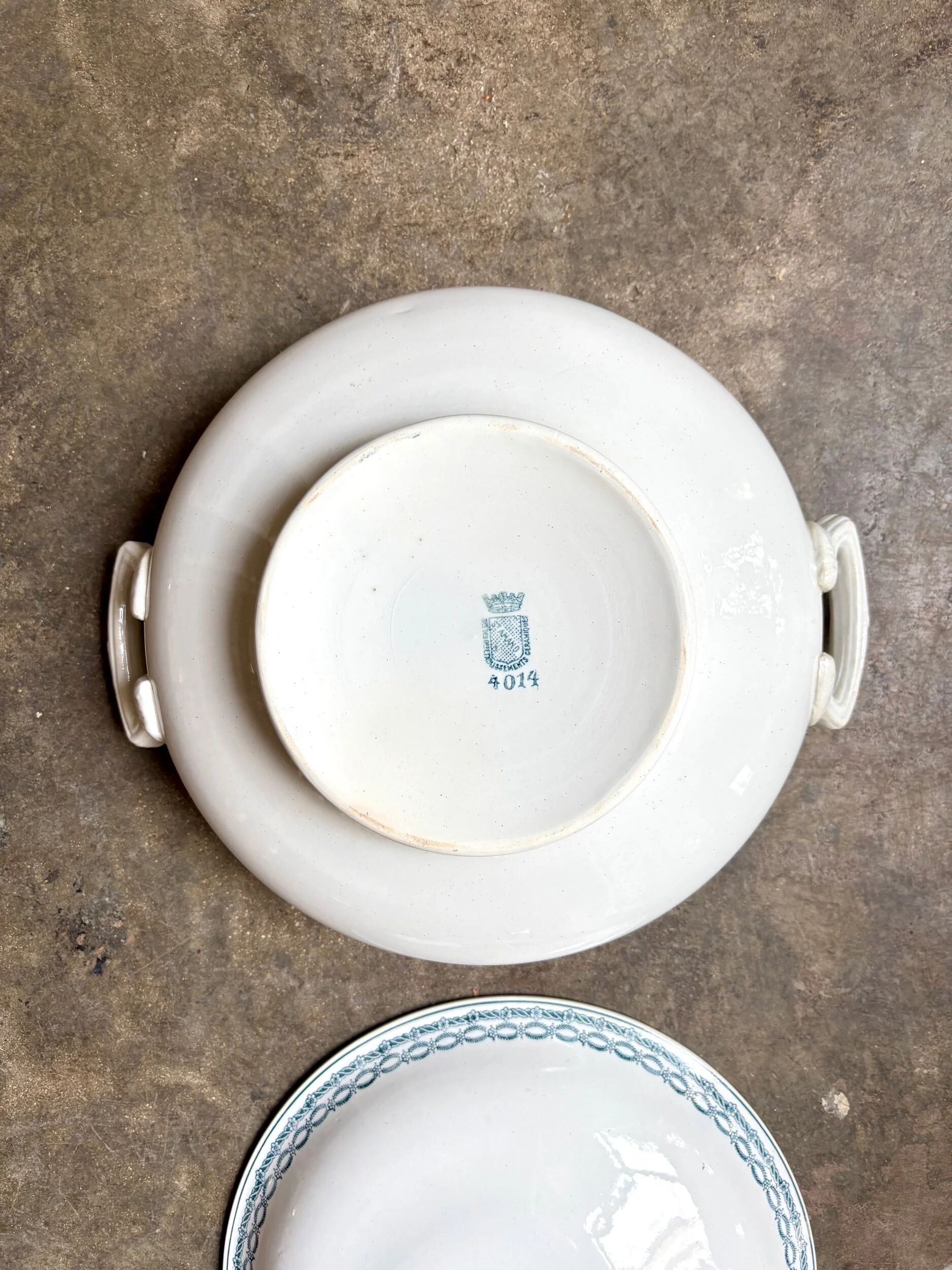 St Amand soup tureen in blue ironstone.