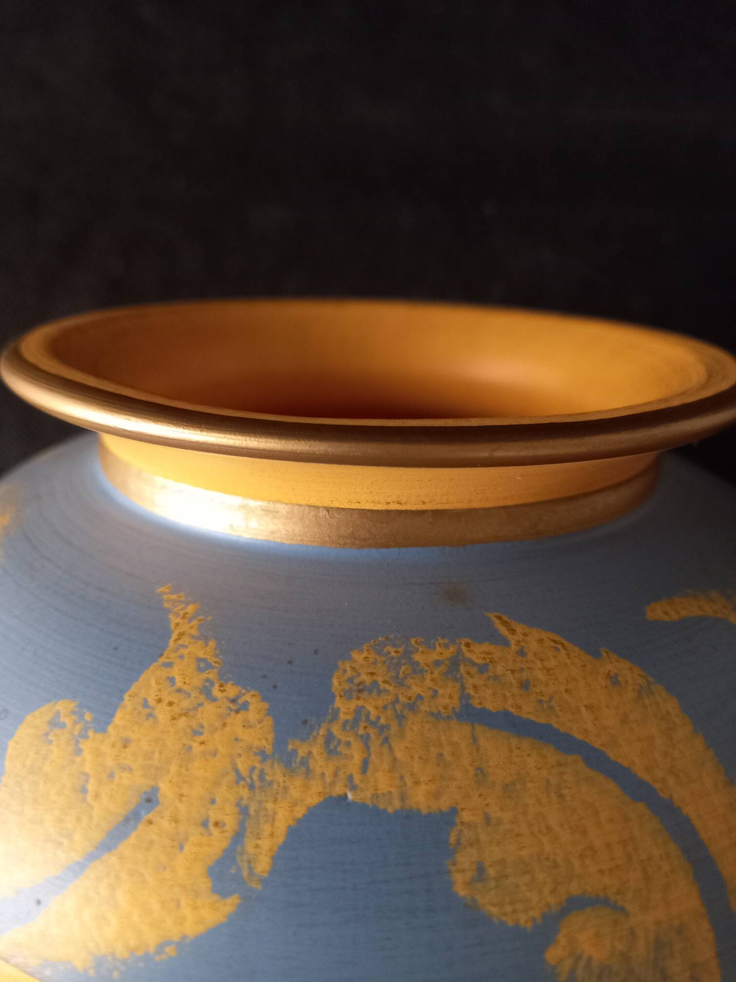 Vase signed DD▲ Foliages Provence Yellow and Blue