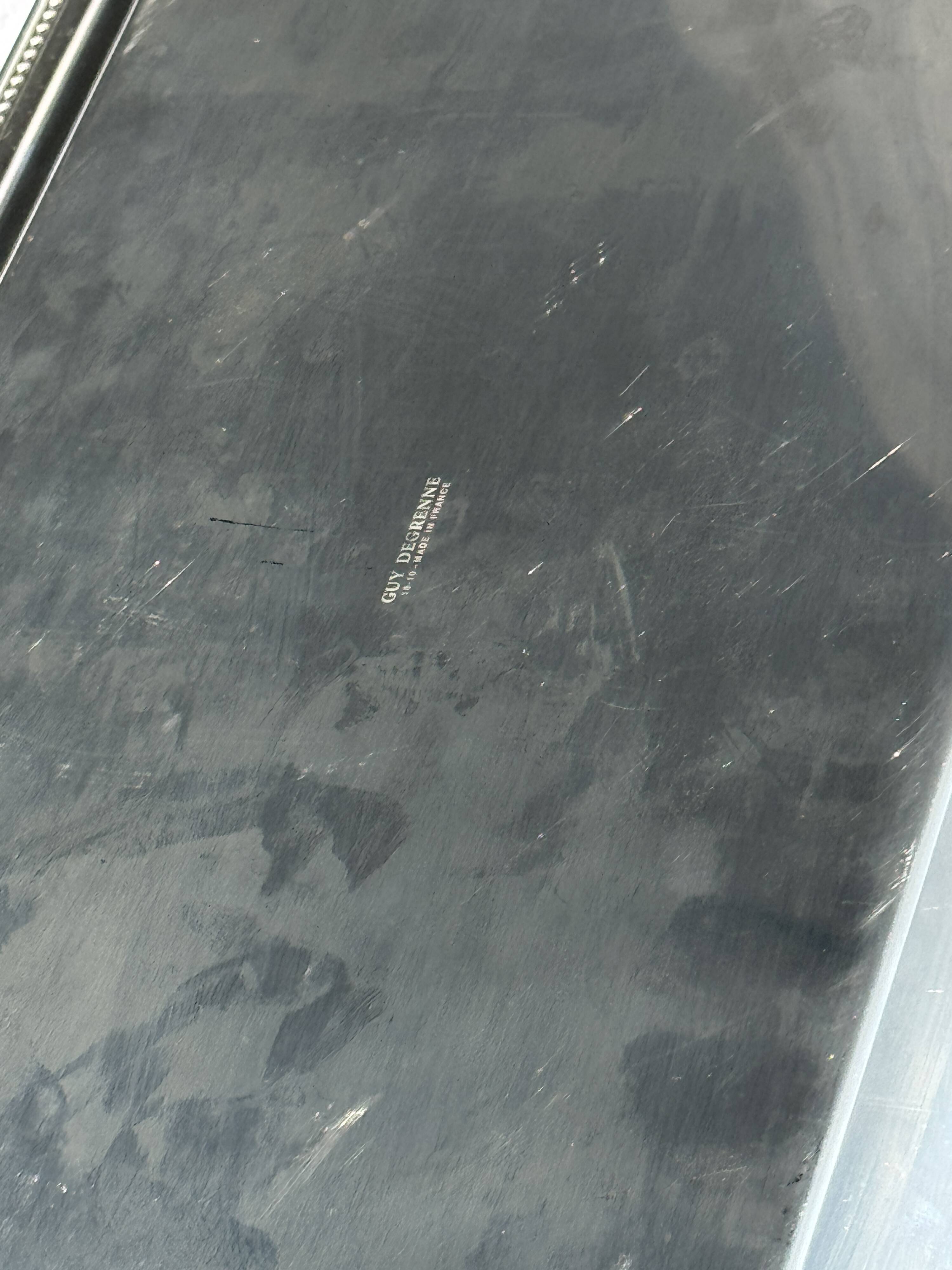 Classic silver tray with pearl stripe frieze