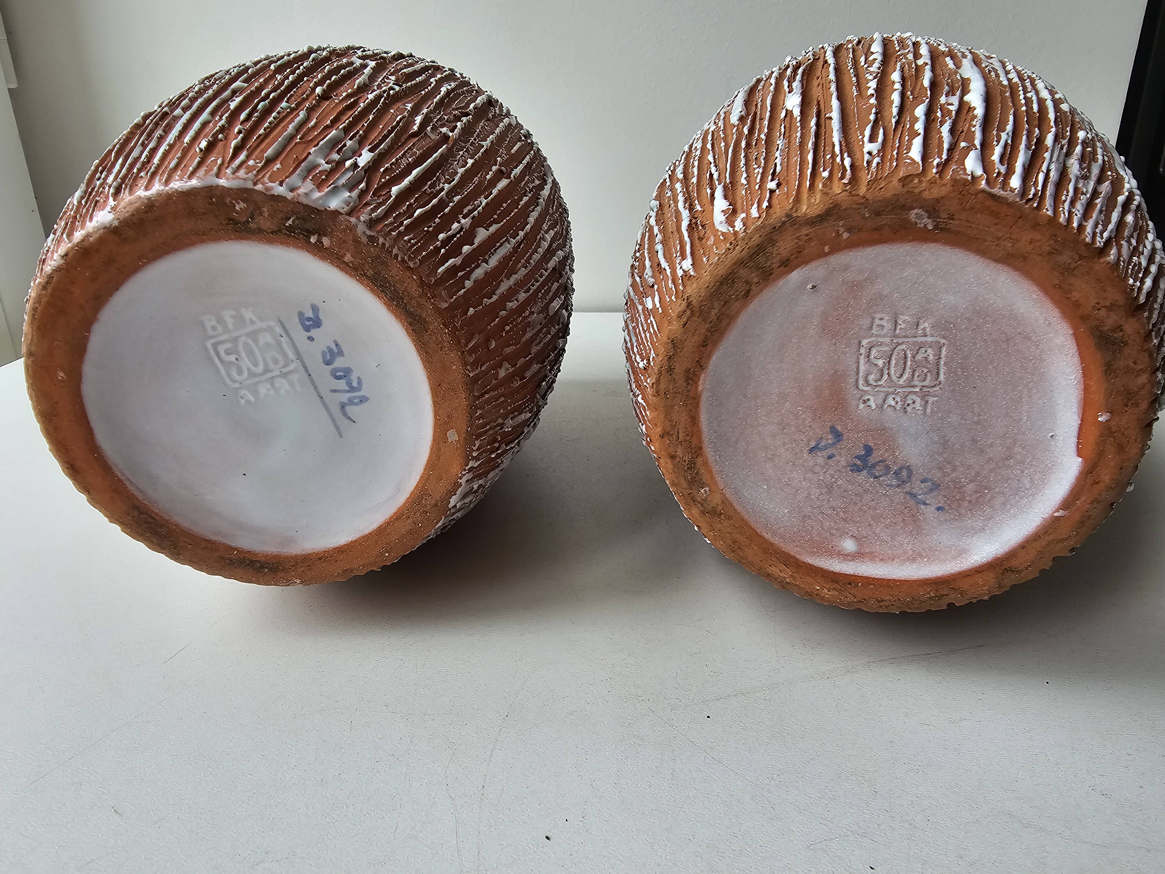Pair of 1950s ceramic vases signed BFK A ART by Ernest d'Hossche