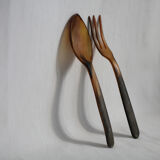 Set of horn salad serving cutlery
