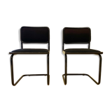Pair of black Cesca B32 Marcel Breuer chairs