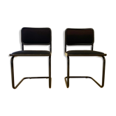 Pair of black Cesca B32 Marcel Breuer chairs