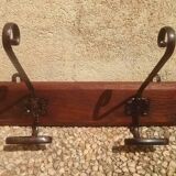 Metal and solid wood hooks, vintage