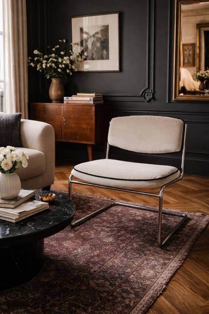 Vintage beige armchair from the 1970s.